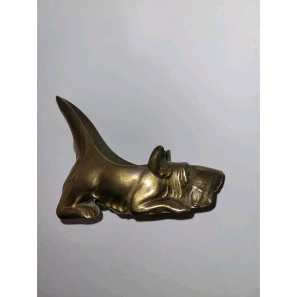 Vintage BRASS Ronson Pipe Rest Holder Scottish Terrier dog With PIPE Complete - Picture 6 of 9